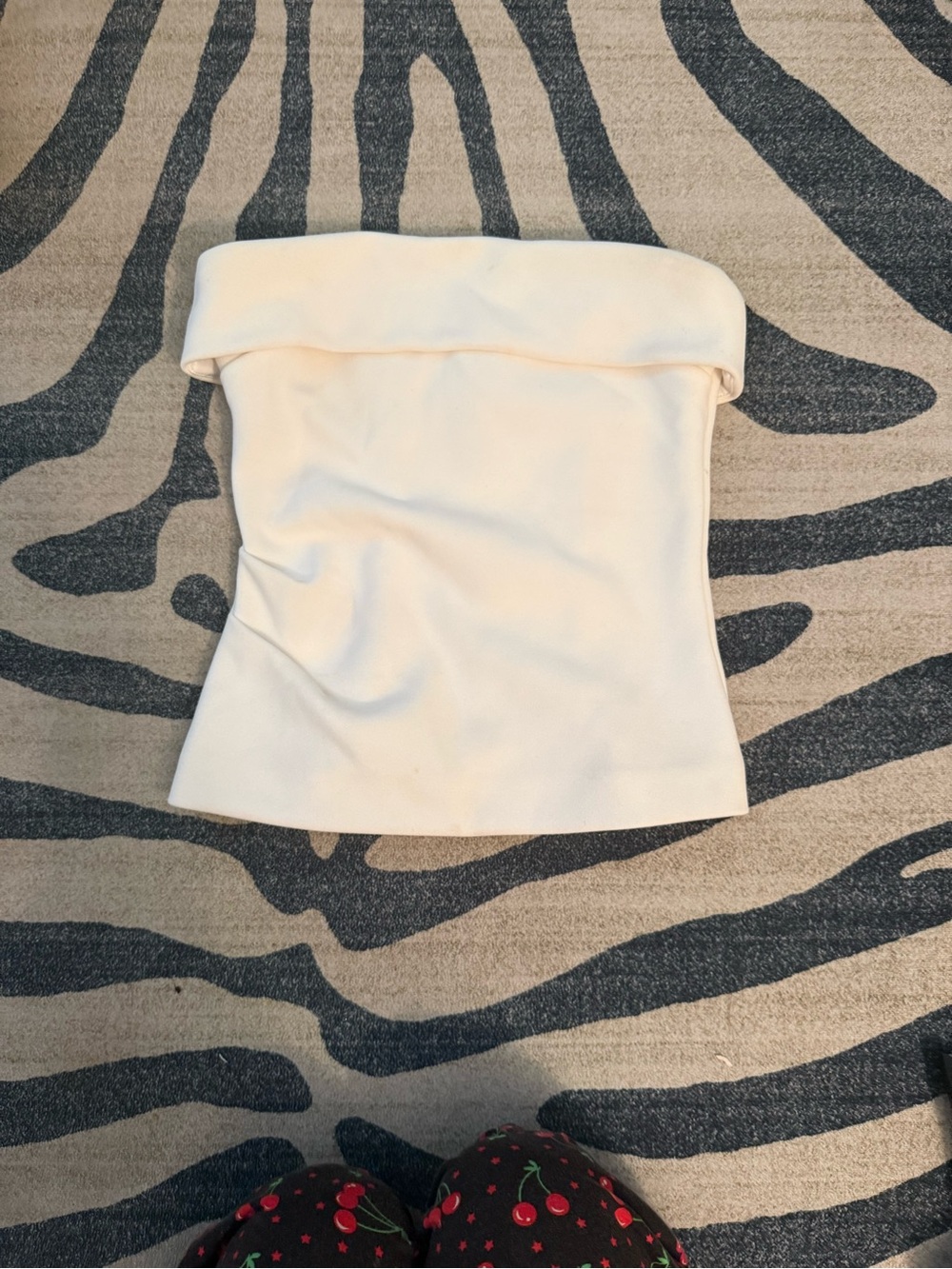 Soft Cream Strapless Fold-Over Tube Top - Picture 3 of 4